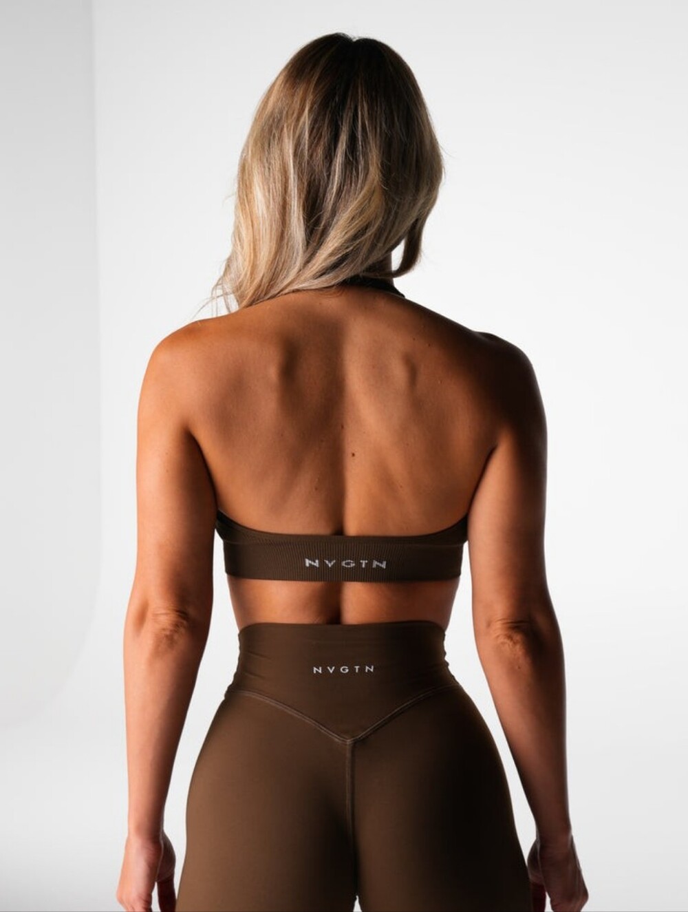 NWOT- NVGTN Seamless Halter Chocolate Brown Bra
